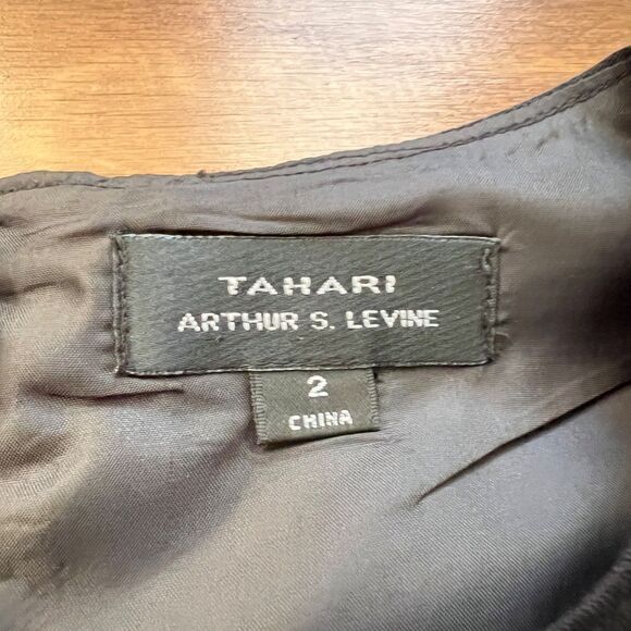 Tahari Dress Women's Size 2 Black Ruffle Front Sleeveless Linen Blend - Picture 3 of 6